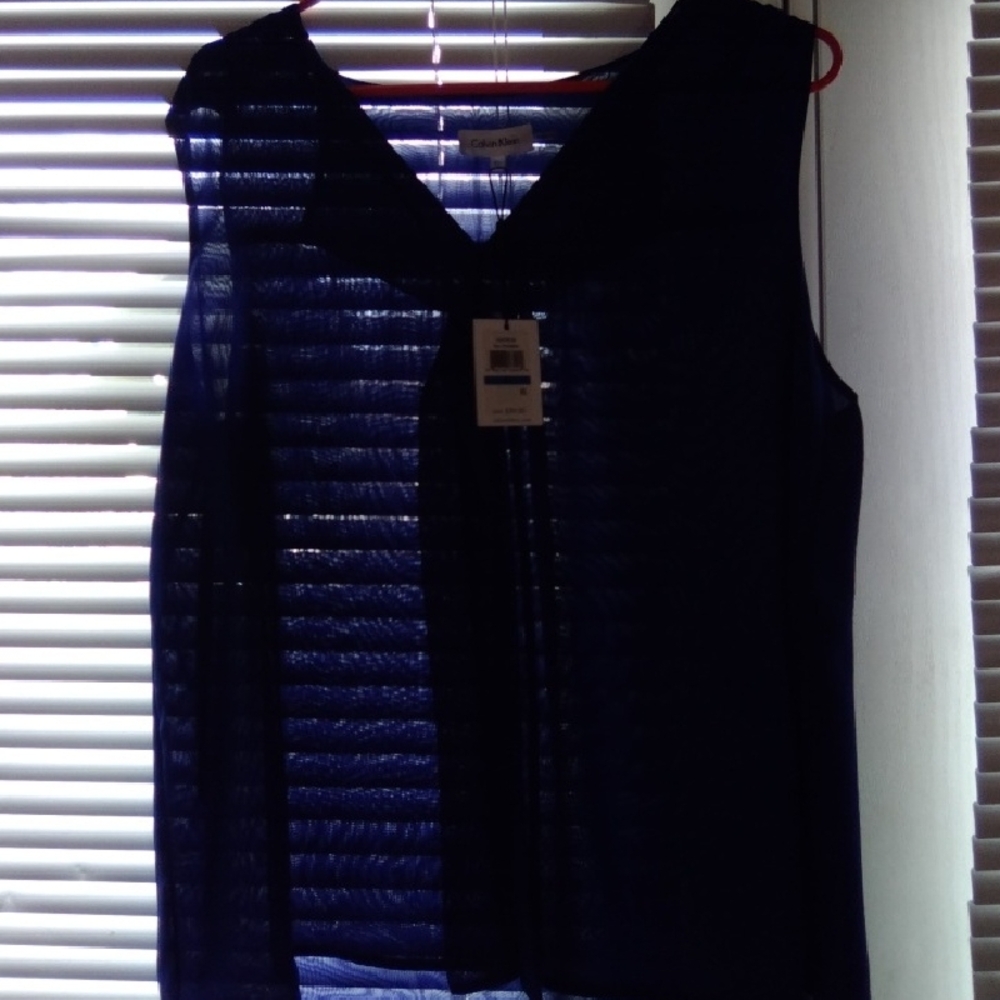 Calvin Klein Blue Sailor Collar Blouse